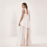 Celesta One-Shoulder Chiffon Gown with Draped Scarf Accent